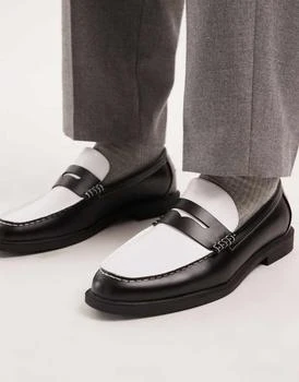 ASOS DESIGN penny loafers in black and white