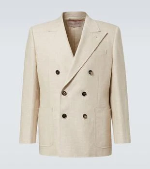 Valentino | Double-breasted linen-blend blazer
