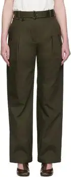 Burberry | Green Gabardine Belted Trousers