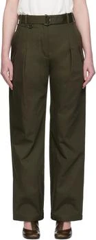 Burberry | Green Gabardine Belted Trousers