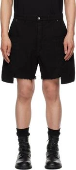 Rick Owens Black Hollywood Stefan Cargo Shorts