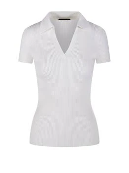 Balenciaga | Balenciaga V-Neck Ribbed Polo Top