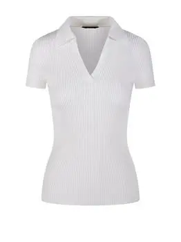 Balenciaga V-Neck Ribbed Polo Top