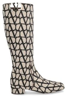 Valentino | Valentino Toile Iconographe VLogo Type Square Toe Boots