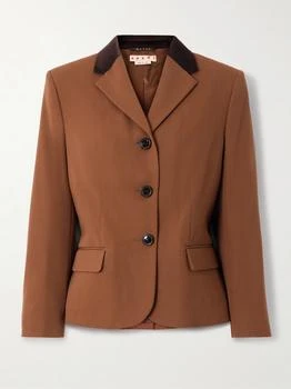 Marni | Velvet-trimmed Embroidered Grain De Poudre Wool Blazer  - IT46