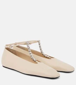 Jil Sander | Crystal-embellished leather ballet flats