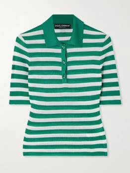 Dolce & Gabbana | Striped Ribbed-knit Polo Shirt  - IT44