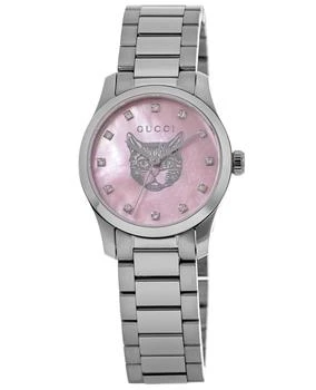 Gucci | Gucci G-Timeless 27mm Pink Diamond Dial Steel Women
s Watch YA1265025