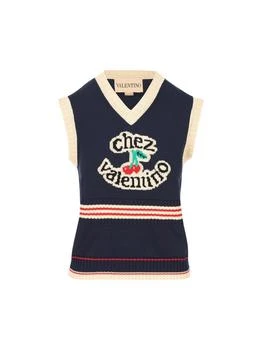 Valentino | Valentino Chez Stripe Detailed V-Neck Vest