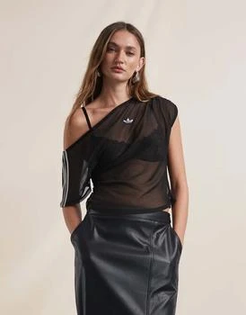 adidas Originals x ASOS sheer asymmetrical top in black