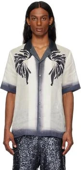 Dries Van Noten | Off-White 
Navy Embroidered Shirt