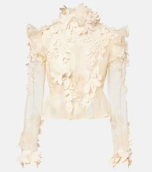 Zimmermann | Hypnotic floral-appliqué silk blouse