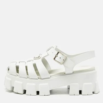 Prada White Rubber Monolith Platform Sandals Size 36