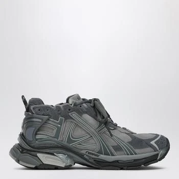 Runner sneakers in grey leather and textile