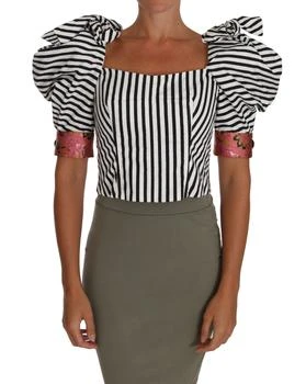 Dolce & Gabbana | Striped Cropped Top Puff Sleeve Women's Shirts