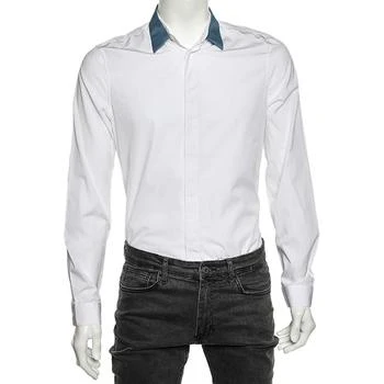 Balenciaga | Balenciaga White Cotton Contrast Collar Detail Button Front Shirt M