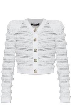 Balmain | Balmain Long-Sleeved Tweed-Effect Knit Cardigan