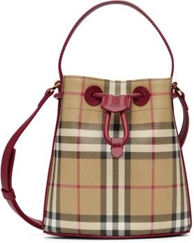 Burberry | Beige & Red Mini Check Bucket Bag