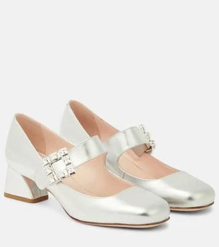 Très Vivier metallic leather Mary Jane pumps