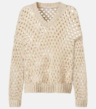 Brunello Cucinelli | Sequined silk and linen-blend sweater