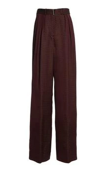 Dries Van Noten | Dries Van Noten Peaches Belted Jacquard Wide-Leg Pants - Moda Operandi
