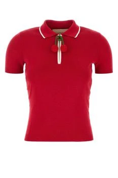 Valentino | Valentino Cherry Embellished Short-Sleeved Polo Top