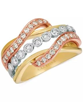 Le Vian | Nude Diamond Multirow Crossover Ring (3/4 ct. t.w.) in 14k Tricolor Gold