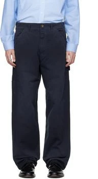 MAISON MARGIELA | Navy Herringbone Trousers