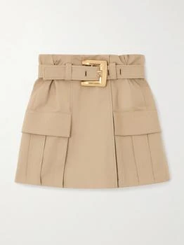 Balmain | Belted Cotton-gabardine Mini Skirt - Beige