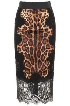 Dolce & Gabbana | Dolce & Gabbana Leopard Print Laced Pencil Skirt