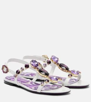 Dolce 
Gabbana | Embellished leather slingback sandals
