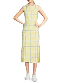 Thom Browne | Checked Inverted Pleat Wool Midi Dress