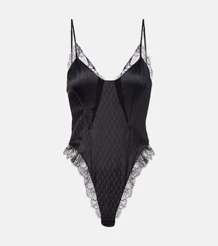 Versace | Lace-trimmed silk-blend satin bodysuit
