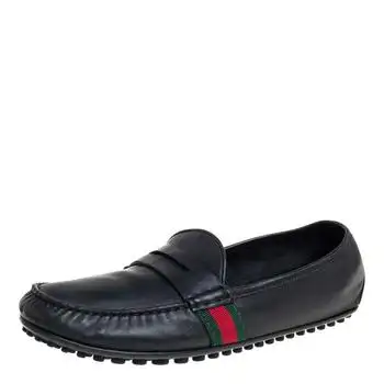 Gucci | Gucci Black Leather Slip On Loafers Size 42.5