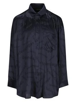 Balenciaga | Balenciaga Allover Logo Long-Sleeved Shirt