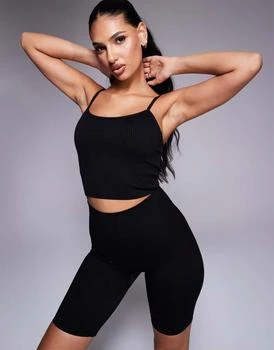 ASOS 4505 Icon seamless rib yoga vest with inner bra in black