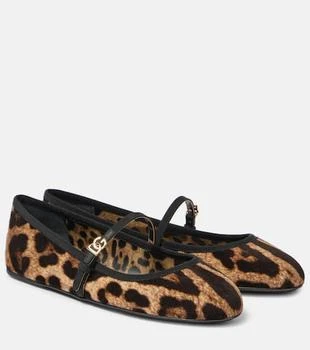 Dolce 
Gabbana | Vally leopard-print velvet Mary Jane flats