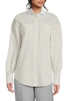 Brunello Cucinelli | Striped Cotton-Blend Button-Front Shirt