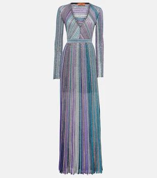 Striped lamé maxi dress