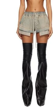 Rick Owens | Gray Concordians Fog Boxer Denim Shorts