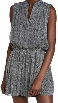 Carly Geometric Print Sleeveless Gathered Waist Mini Dress