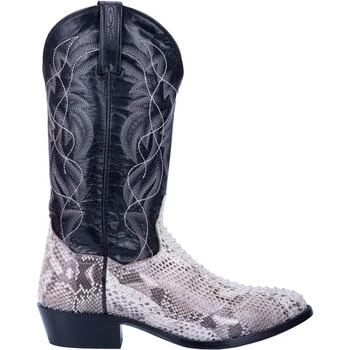 Manning Snakeskin Embroidered Round Toe Pull On Cowboy Boots