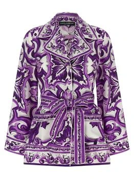 Dolce
Gabbana | Dolce
Gabbana Majolica Printed Long-Sleeved Belted Shirt