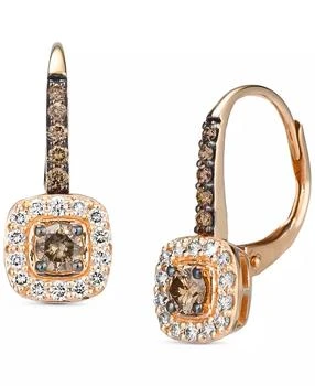 Le Vian | Nude Diamond (1/4 ct. t.w.) 
Chocolate Diamond (1/3 ct. t.w.) Halo Leverback Drop Earrings in 14k Gold (Also Available in 14K Rose Gold or White Gold)