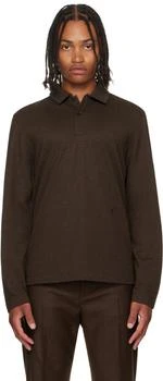 Salvatore Ferragamo | Brown Long Sleeve Polo