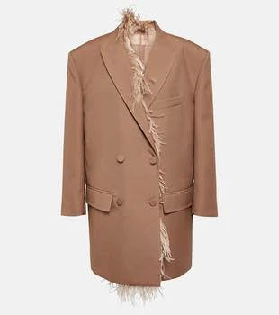 Valentino | Feather-trimmed double-breasted blazer
