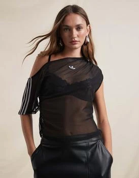 adidas Originals x ASOS sheer asymmetrical top in black