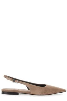 Brunello Cucinelli | Brunello Cucinelli Shiny Detailed Slingback Flats