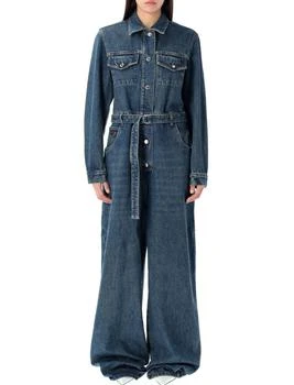 Prada | Prada Long Sleeved Belted Denim Jumpsuit