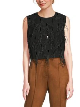 Brunello Cucinelli | Feather-Embellished Wool-Blend Sleeveless Top